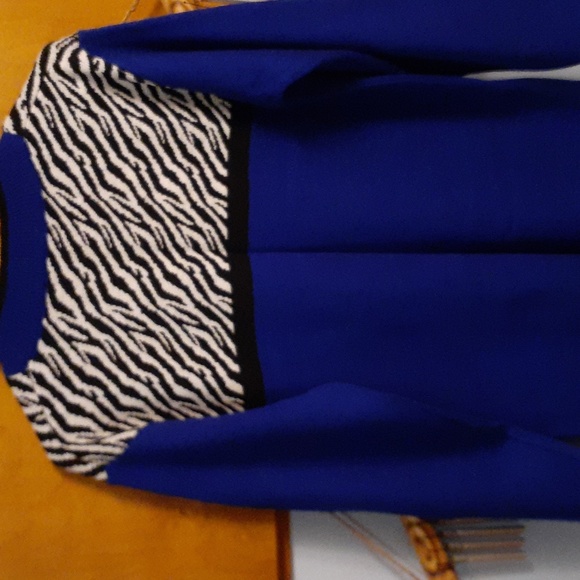 Vintage adolfo sport midnite blue and zebra print tunic sweater size s-m - Picture 3 of 6